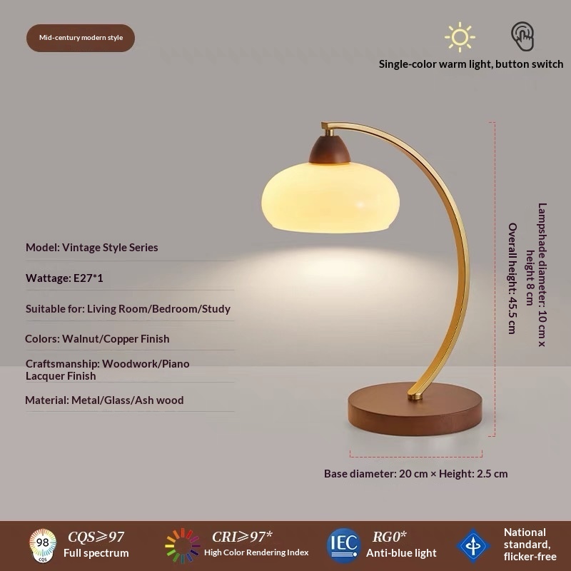 Lampe de Chevet Vintage en Bois — Soin des Yeux