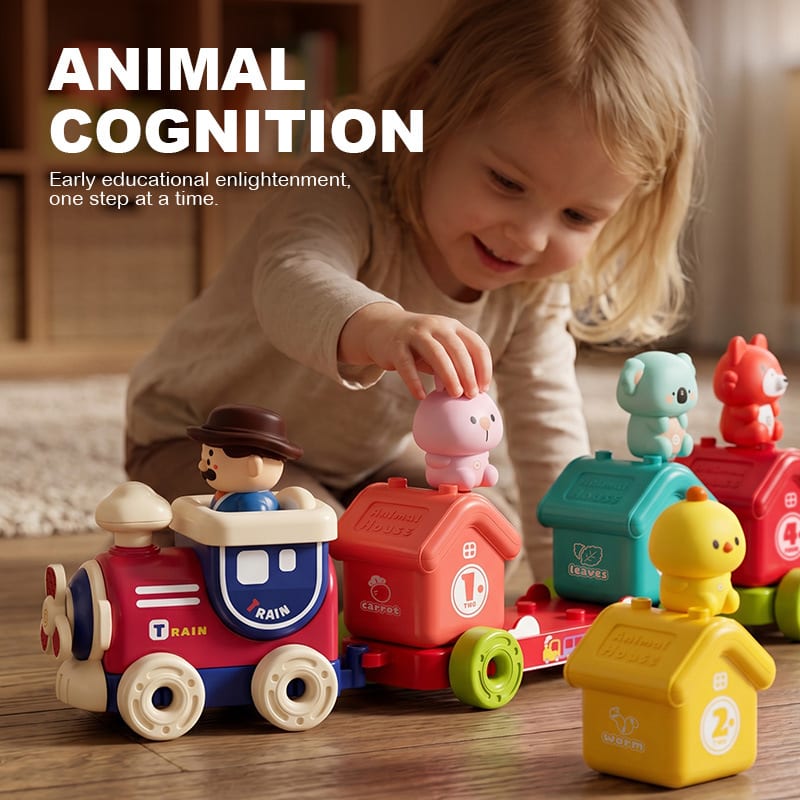 Puzzle train animaux à assembler